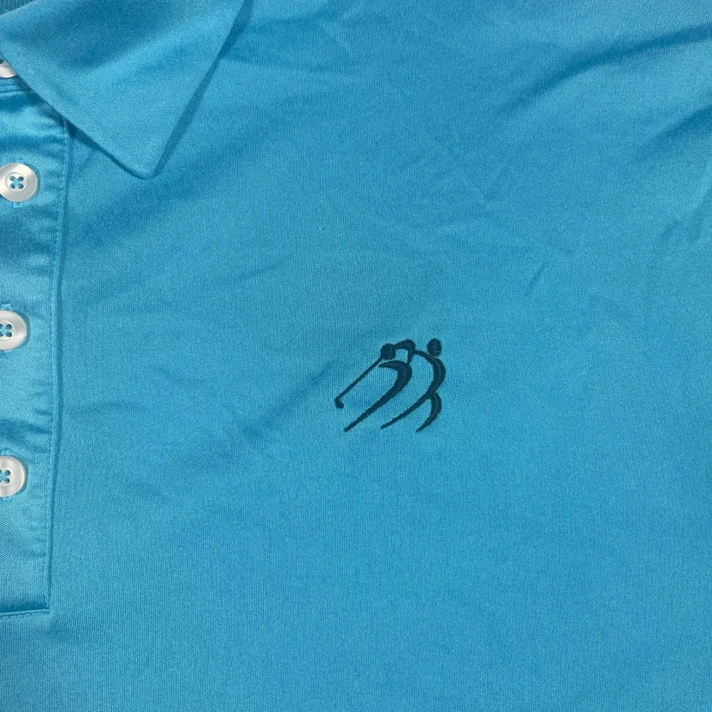 Adidas Golf‎ Polo Mens Large Blue ClimaCool 3-Stripe Short Sleeve Shirt